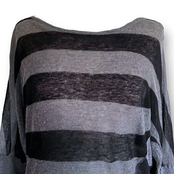 Vince Womens Sweater XS Gray Black Stripe Slouchy Thin Knit Silk Alpaca Wool - Picture 3 of 7